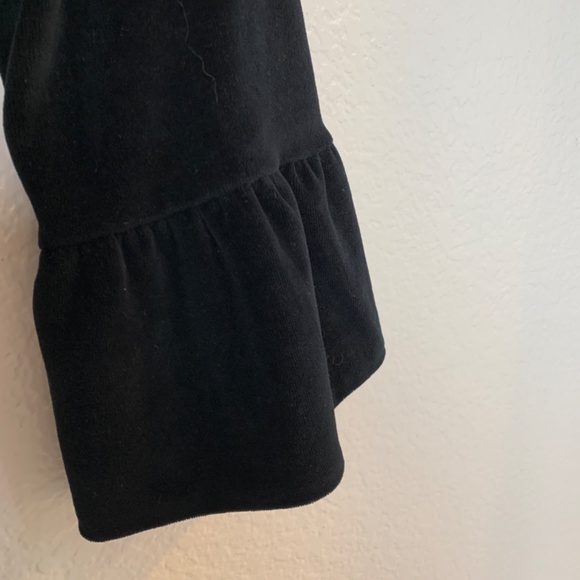 Betsey Johnson Black Velvet Short Robe Size Medium Pink Satin Bell Sleeve - Picture 8 of 11